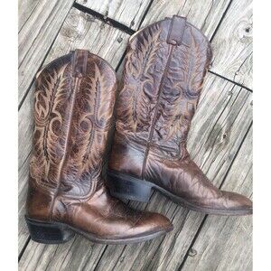 MEN'S TONY LAMA Brown Leather COWBOY BOOTS SIZE 7 1/2 D Western Women 9.5